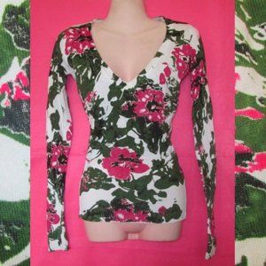 white floral sweater size small 4 xs nwot flowers